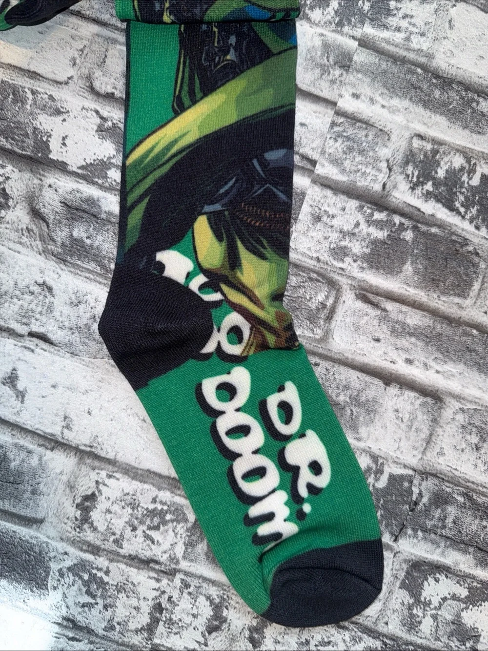 Marvel Green & Black Crew Socks with Red Logo